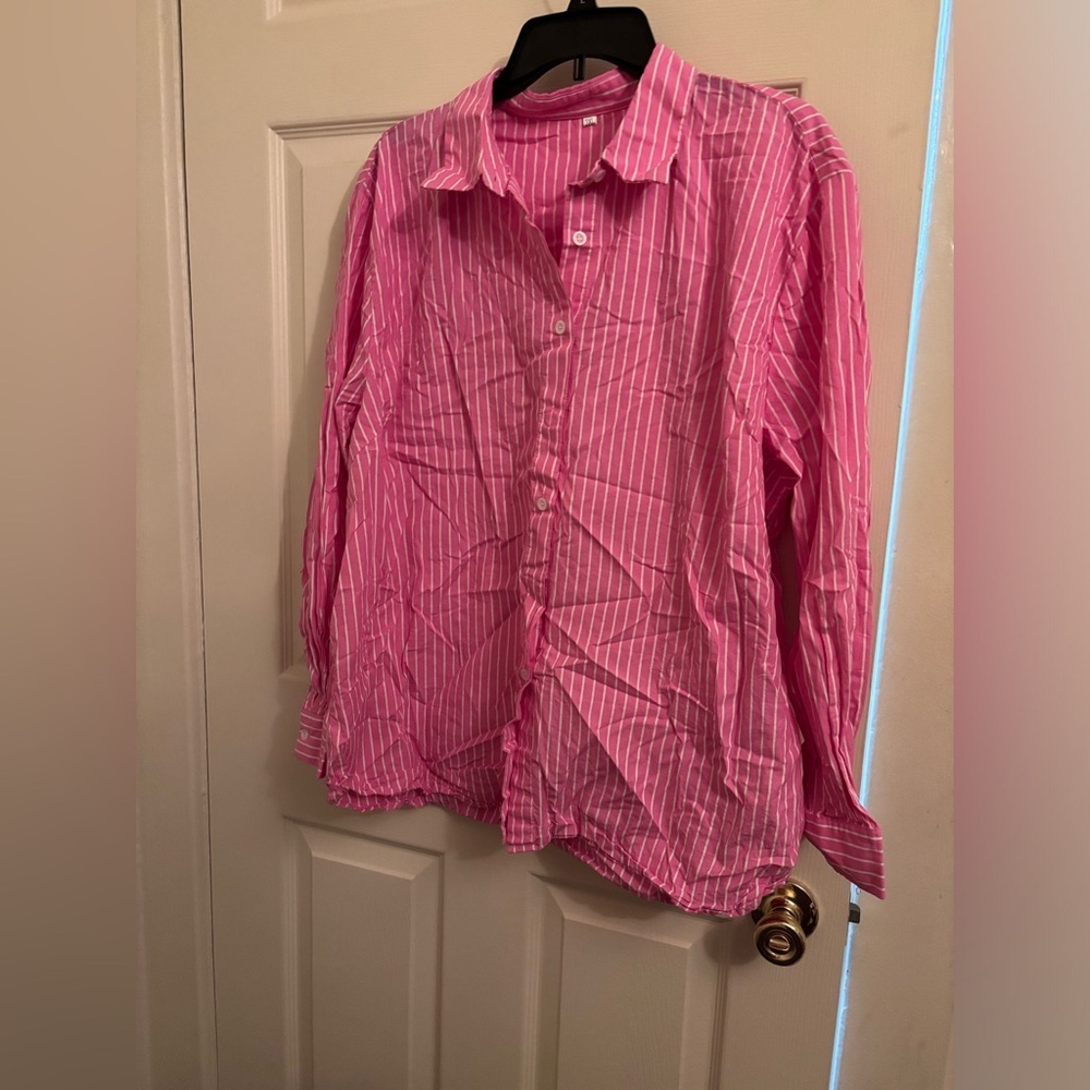 Amazon brand pink striped button down shirt size 3XL​
